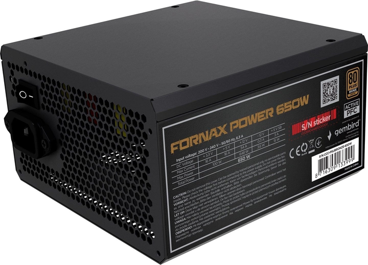 Блок живлення Gembird Fornax Power Bronze Industrial 650W (CCC-PSUBRONZE-650W-10) - зображення 1