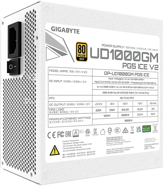 Блок живлення Gigabyte UD1000GM PG5 ICE (GP-UD1000GM PG5 ICE) - зображення 6
