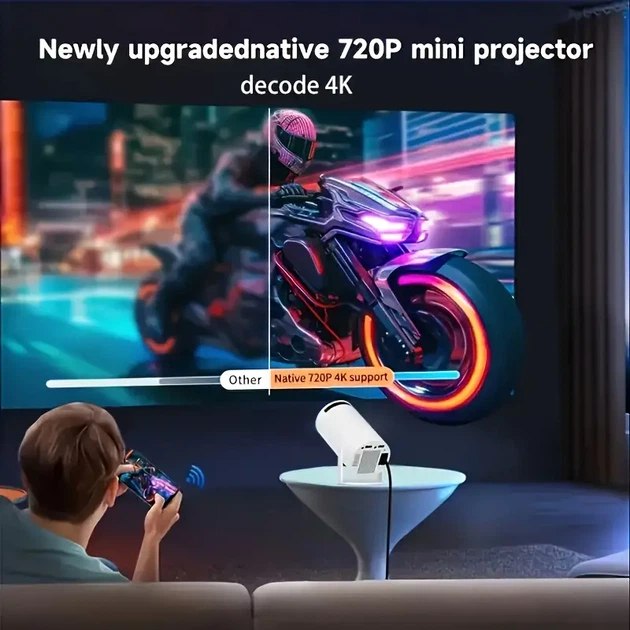 Смарт-проектор с Wi-Fi, Android 11, 4K-декодирование, 720p HD - изображение 7