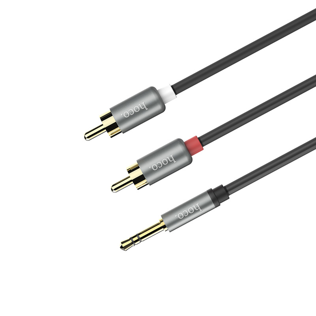 Аудиокабель 3.5мм HOCO UPA10 Double lotus rca audio cable to 3.5mm AUX-RCA(тюльпаны) 150см Черный - изображение 6