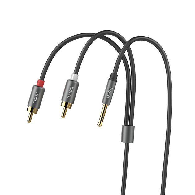 Аудиокабель 3.5мм HOCO UPA10 Double lotus rca audio cable to 3.5mm AUX-RCA(тюльпаны) 150см Черный - изображение 8