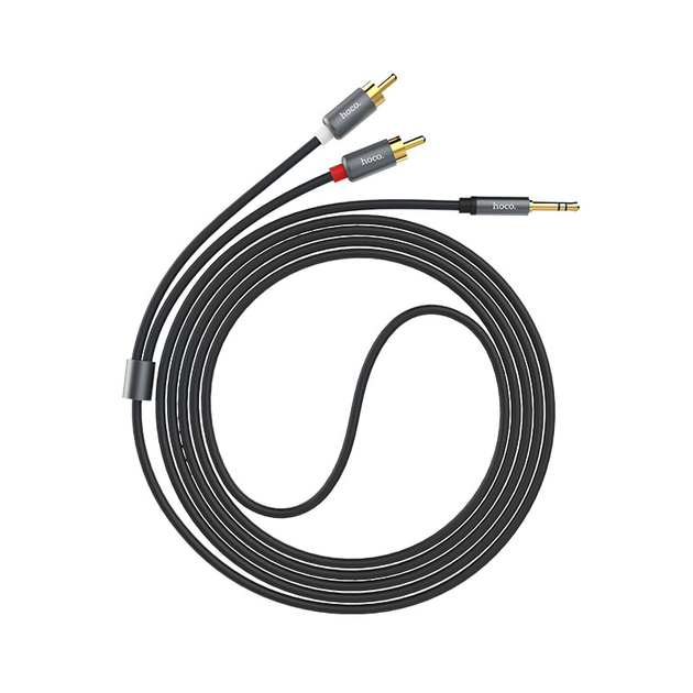 Аудиокабель 3.5мм HOCO UPA10 Double lotus rca audio cable to 3.5mm AUX-RCA(тюльпаны) 150см Черный - изображение 9