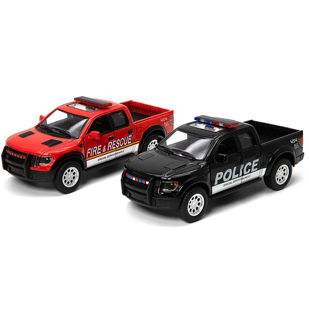 Металевий інерційний пікап Ford F-150 SVT Raptor Supercrew Police/Fire 5", відкриваються двері - Фото 3 Металевий інерційний пікап Ford F-150 SVT Raptor Supercrew Police/Fire 5", відкриваються двері - зображення 3