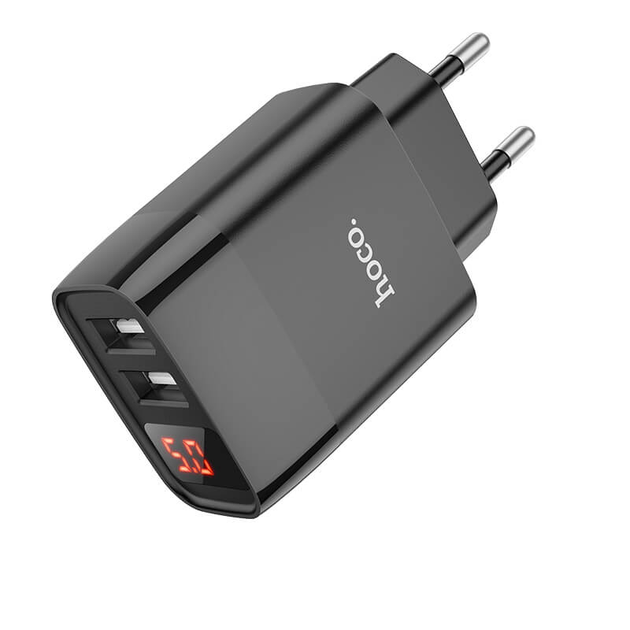 Зарядное устройство с дисплеем для телефона, планшета на 2USB HOCO C86A |2USB, 2.4A| Черный - изображение 3