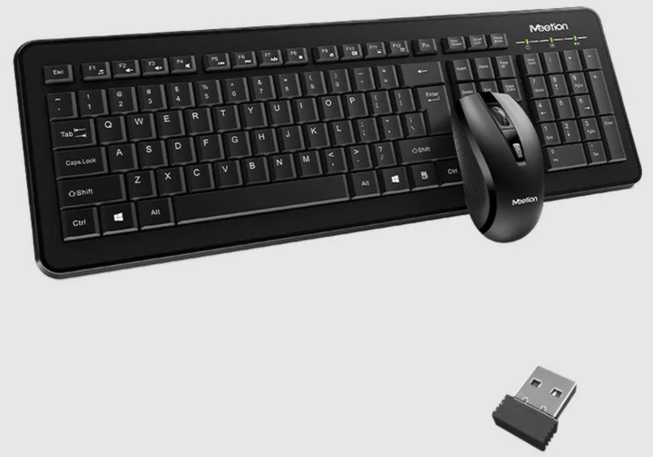 Беспроводная клавиатура и мышь Combo MeeTion 2in1 Wireless 2.4G MT-C4120 |RU/EN раскладки| Черный - Фото 1 Беспроводная клавиатура и мышь Combo MeeTion 2in1 Wireless 2.4G MT-C4120 |RU/EN раскладки| Черный - изображение 1