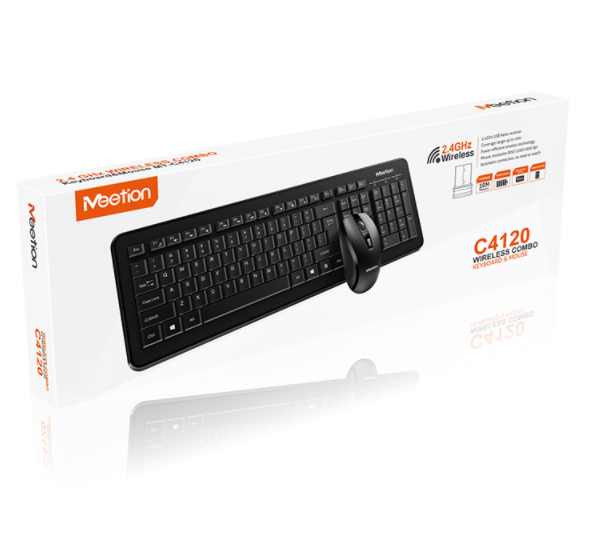 Беспроводная клавиатура и мышь Combo MeeTion 2in1 Wireless 2.4G MT-C4120 |RU/EN раскладки| Черный - Фото 10 Беспроводная клавиатура и мышь Combo MeeTion 2in1 Wireless 2.4G MT-C4120 |RU/EN раскладки| Черный - изображение 10