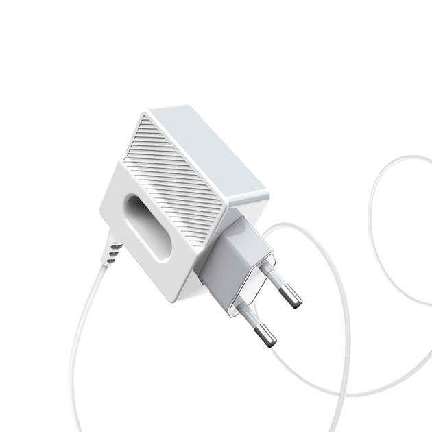 Зарядний пристрій для телефону Android вбудований кабель Type-C HOCO C75 |2USB, 2.4A| Білий - зображення 9