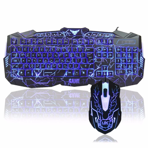Игровой набор Gaming Combo 2-in-1 мембранная клавиатура с подсветкой + мышка с подсветкой ATLANFA V100L Черный - изображение 2