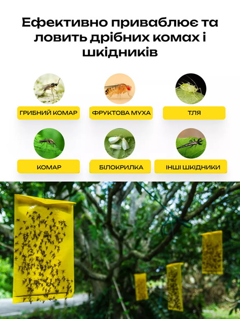 Липкая лента от вредителей и насекомых 10×15 см 10шт. - Фото 4 Липкая лента от вредителей и насекомых 10×15 см 10шт. - изображение 4