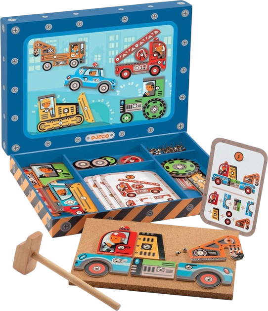 Drewniana przybijanka-układanka Djeco Pojazdy (DJ06641) - obraz 2