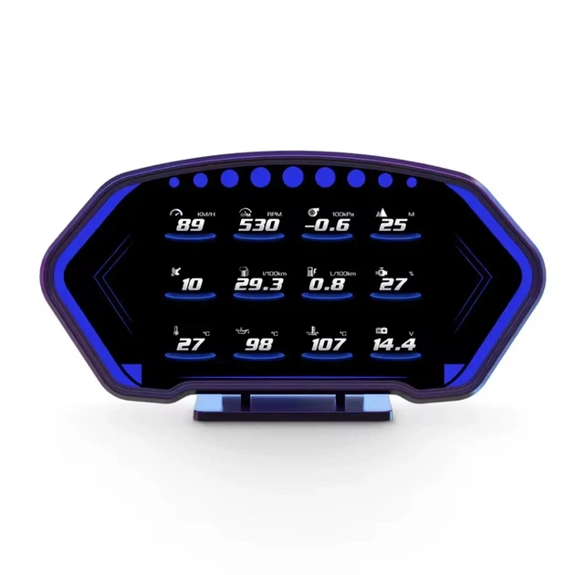 Автомобільний бортовий комп'ютер HUD P3 з подвійною системою OBD2-GPS, 6-дюймовим ЖК-екраном та вимірювачем нахилу - изображение 8