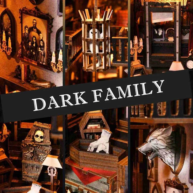 Бук Нук Венсдей 3D Інтер'єрний конструктор Wednesday Dark Family DIY Book Nook Kit SL-04 - изображение 9