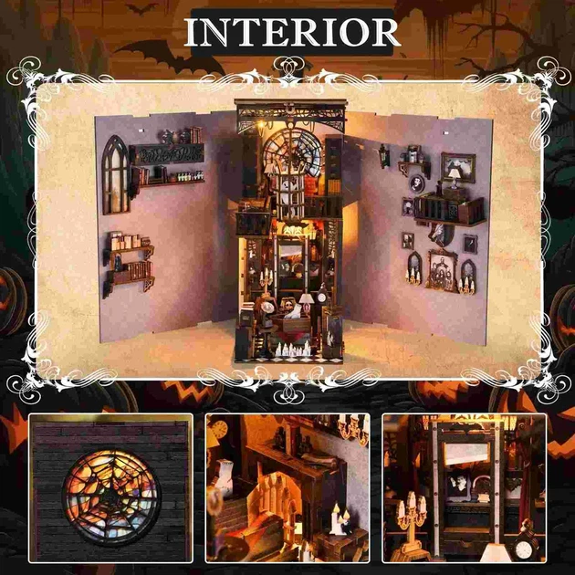 Бук Нук Венсдей 3D Інтер'єрний конструктор Wednesday Dark Family DIY Book Nook Kit SL-04 - изображение 10
