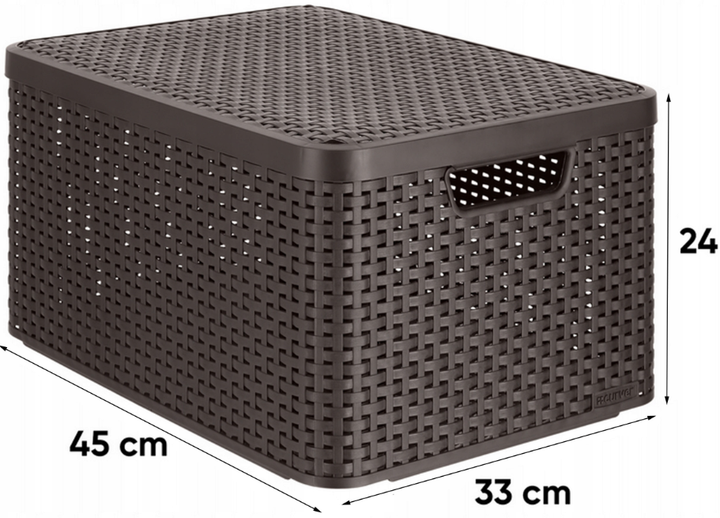 Koszyk do przechowywania Curver 205861 prostokątny z pokrywką Brązowy L (3253923619003) - obraz 2