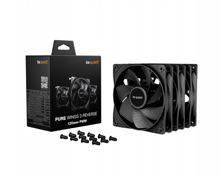 Набір вентиляторів be quiet! Pure Wings 3 120mm PWM Reverse Triple Pack Black (BL137) - зображення 3