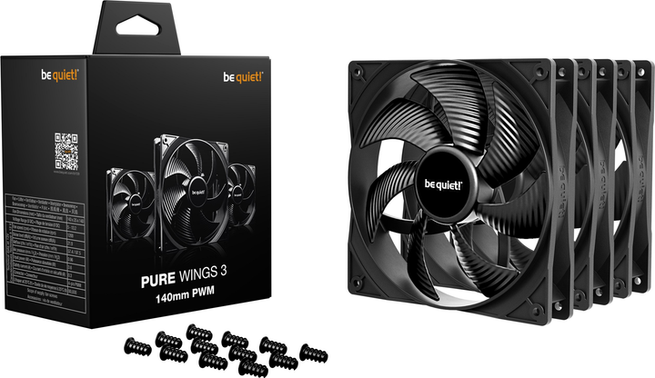 Набір вентиляторів be quiet! Pure Wings 3 140mm PWM Triple Pack Black (BL139) - зображення 3