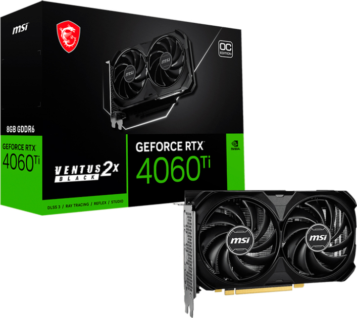 Karta graficzna MSI PCI-Ex GeForce RTX 4060 Ti Ventus 2X Black E1 OC 8GB GDDR6 (128bit) (2580/18000) (HDMI, 3 x DisplayPort) (RTX 4060 Ti 8G VENTUS 2X BLACK E1 OC) - obraz 5