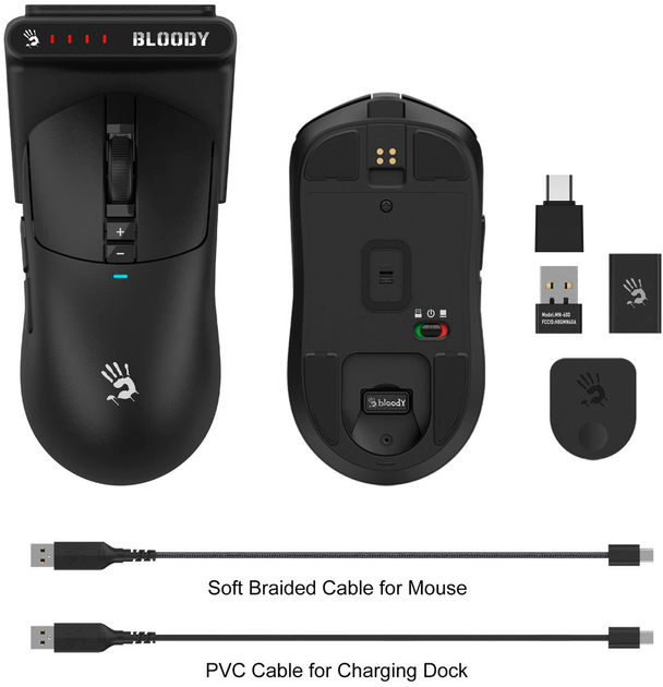 Mysz A4Tech Bloody R72 Pro Duo Wireless/USB Black (4711421000840) - obraz 14