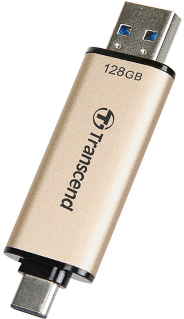 Флеш пам'ять USB Transcend JetFlash 930C 128GB USB 3.2 Gen1 + Type-C Gold-Black (TS128GJF930C) - зображення 3