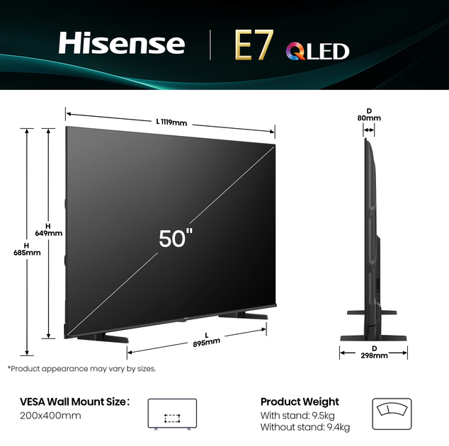 Телевізор Hisense QLED 50" 50E7Q - зображення 3