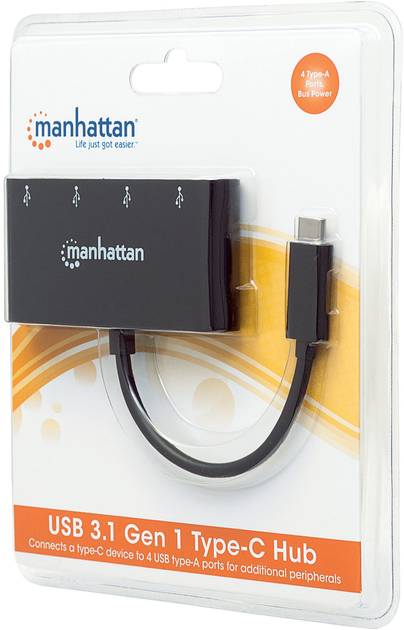 USB-хаб Manhattan Type-C на 4 порти USB 3.0 (162746) - зображення 5