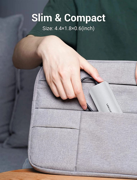 USB-хаб Vention USB-C to HDMI/USB 3.0x3/SD/TF/PD Docking Station Gray 0.15M Aluminum Alloy Type (TOJHB) - зображення 8