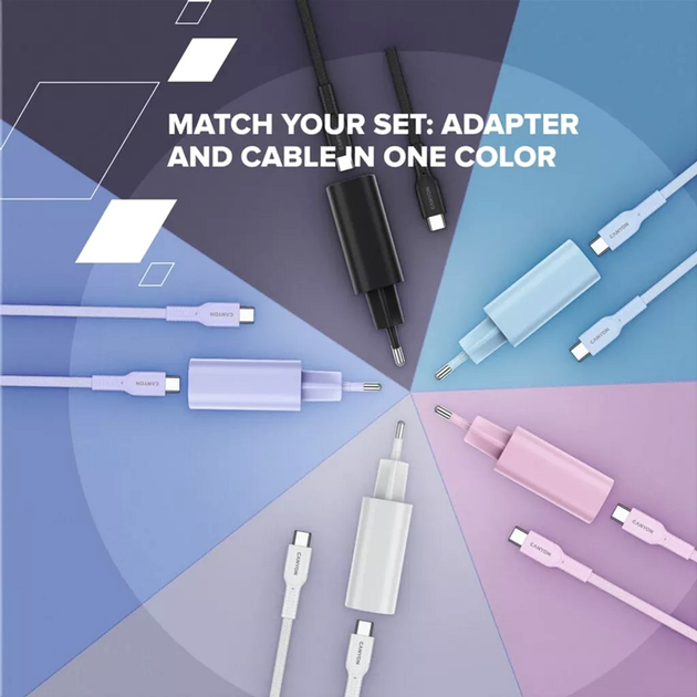 Kabel Canyon OnWire 60CL C-C 60W COLOR Braided 1 m White (CND-CCAP60AB10W) - obraz 4