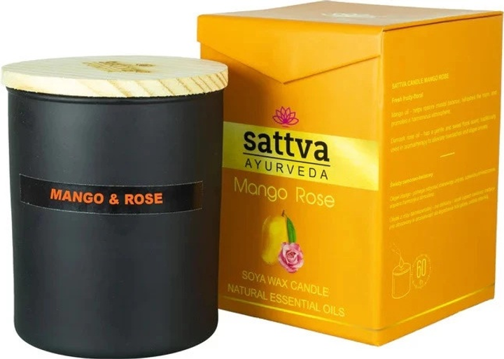 Świeca zapachowa Sattva Ayurveda Roza Indyjska I Mango 200g (5903794183483) - obraz 1