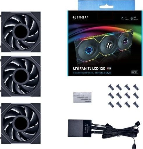 Вентилятор Lian Li Uni Fan TL LCD 120 Black 3-Pack (G99.12TLLCD3B
