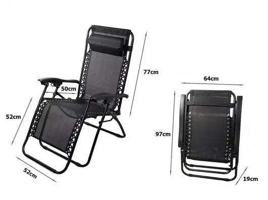 Шезлонг пляжный для отдыха и дачи Zero Gravity 707 Black+кружка в подарок - Фото 2 Шезлонг пляжный для отдыха и дачи Zero Gravity 707 Black+кружка в подарок - изображение 2