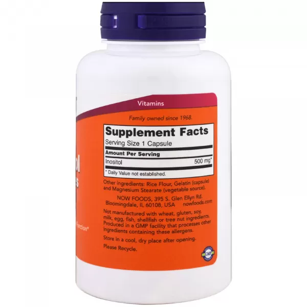 Инозитол (Inositol) 500 мг, NOW Foods, 100 капсул - изображение 2
