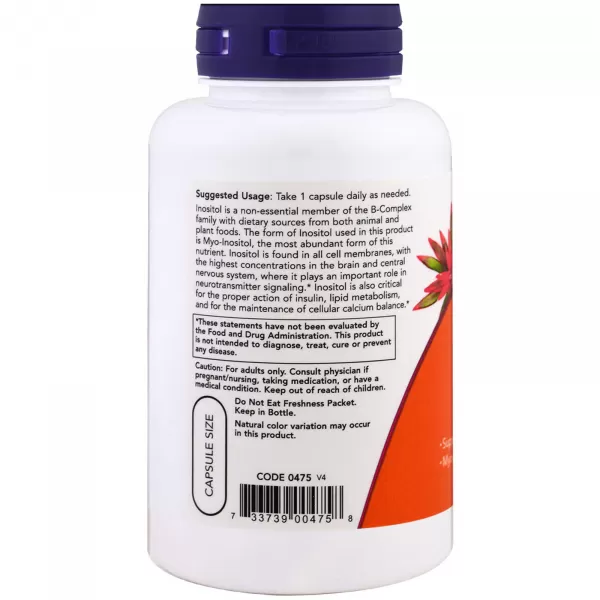 Инозитол (Inositol) 500 мг, NOW Foods, 100 капсул - изображение 3
