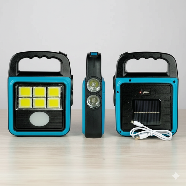 Ліхтар прожектор USB із сонячною панеллю та повербанком Solar LED light HS-8020 60 Вт водозахисту IP65 - зображення 4