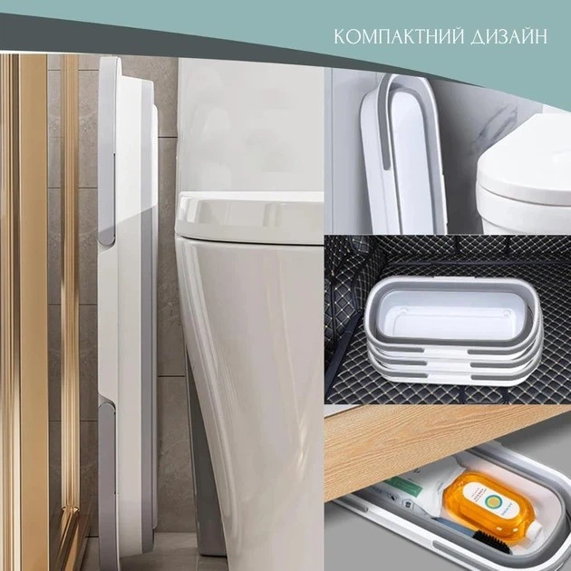 Складное ведро Barrel LY-630 силиконовое 15 л с ручками серо-белое - Фото 3 Складное ведро Barrel LY-630 силиконовое 15 л с ручками серо-белое - изображение 3