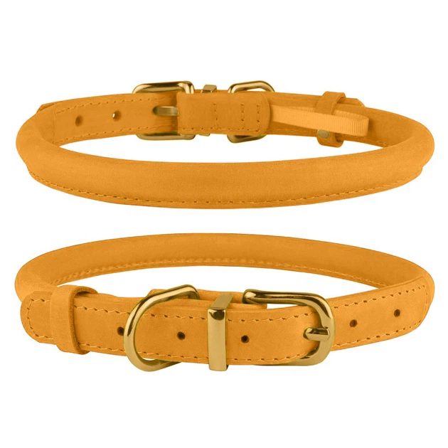 Ошейник для Собак Круглый Кожаный BronzeDog Premium Crazy Голд M 9 мм 30-40 см (002380) - Фото 1 Ошейник для Собак Круглый Кожаный BronzeDog Premium Crazy Голд M 9 мм 30-40 см (002380) - изображение 1