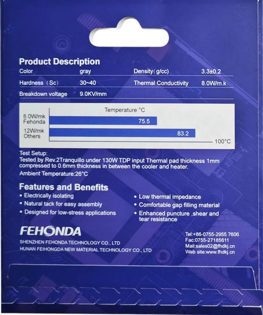 Термопрокладка Fehonda 100x100x2.0mm (8W/m*k) (18676) - зображення 2