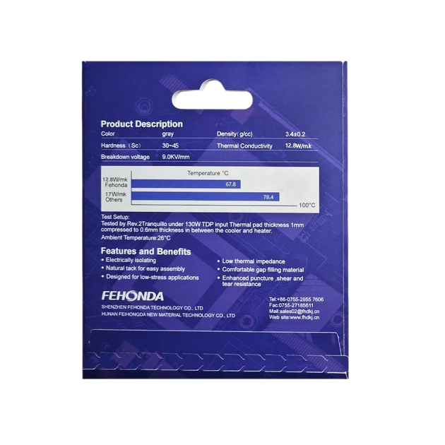 Термопрокладка Fehonda 100x100x2.25mm (12.8W/m*k) (18660) - Фото 1 Термопрокладка Fehonda 100x100x2.25mm (12.8W/m*k) (18660) - изображение 1