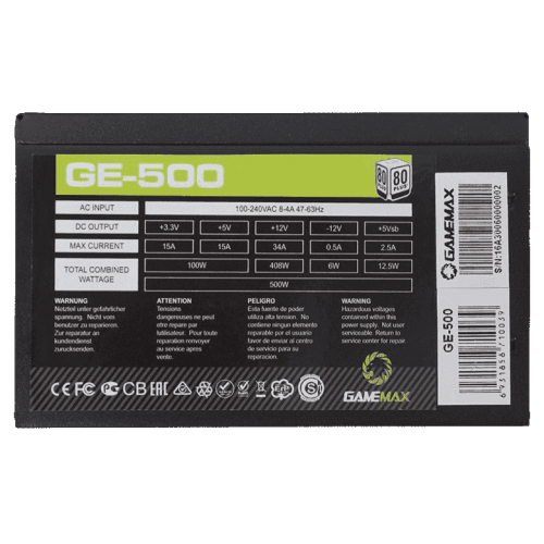 Блок живлення GameMax GE-500 500W 80+ (GE-500) - изображение 3