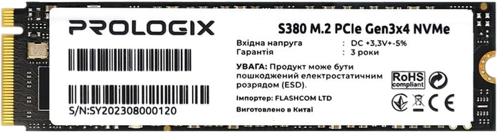 SSD M.2 накопичувач Prologix S380 256GB (PRO256GS380) - Фото 1 SSD M.2 накопичувач Prologix S380 256GB (PRO256GS380) - изображение 1