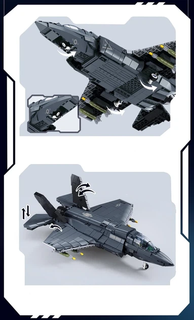 Конструктор военный самолет Истребитель F-35 Sluban Model Bricks 705 деталей - Фото 4 Конструктор военный самолет Истребитель F-35 Sluban Model Bricks 705 деталей - изображение 4
