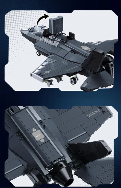 Конструктор военный самолет Истребитель F-35 Sluban Model Bricks 705 деталей - Фото 5 Конструктор военный самолет Истребитель F-35 Sluban Model Bricks 705 деталей - изображение 5