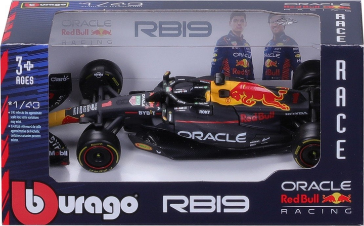 Metalowy model samochodu Bburago Red Bull Racing Oracle RB19 Max Verstappen 1:43 Czarny 18-38082 (4893993380824) - obraz 2