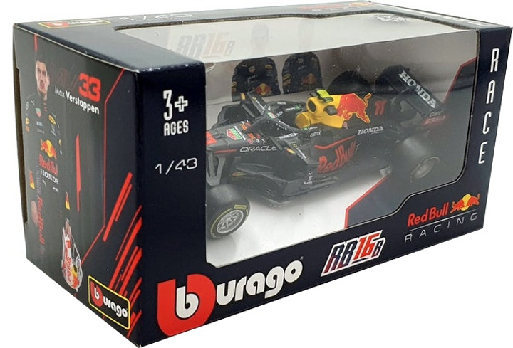 Metalowy model samochodu Bburago Red Bull Racing Honda RB16B 11 Sergio Perez 1:43 Czarny 18-38055-11 (4893993002900) - obraz 2