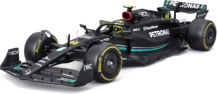 Металева модель автомобіля Bburago F1 Petronas Team Mercedes-AMG W14 E Lewis Hamilton 1:24 Чорний 18-28028-HAM (4893993280285) - зображення 3