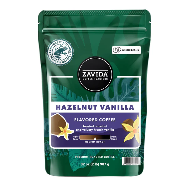 Кава Zavida Hazelnut Vanilla 100% Rainforest "Фундук Ваніль 100% Рейнфорест" Обсмаження Середнє 907г - Фото 1 Кава Zavida Hazelnut Vanilla 100% Rainforest "Фундук Ваніль 100% Рейнфорест" Обсмаження Середнє 907г - изображение 1