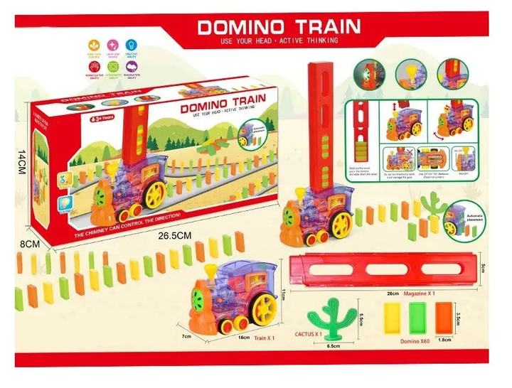 Развивающая игрушка Паровозик из домино Domino Train Детский конструктор для поезд-домино - изображение 11