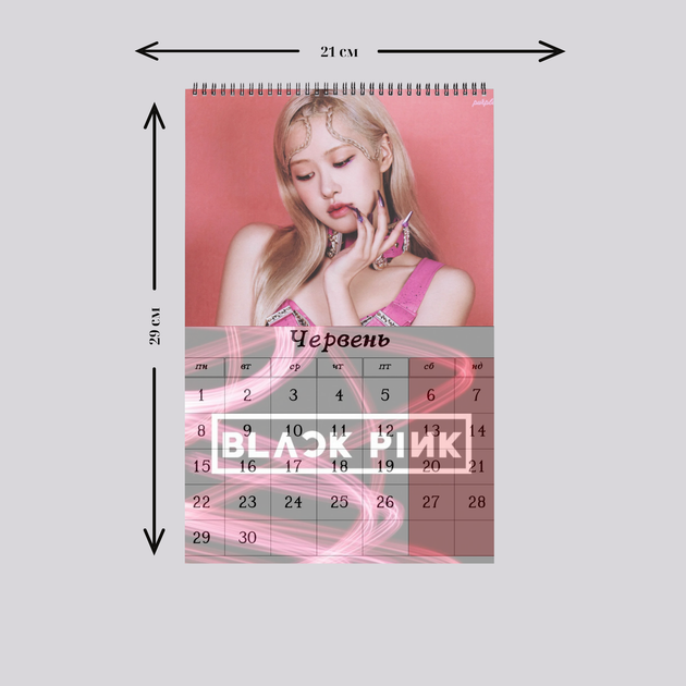 Календарь 2026 Black Pink Блэк Пинк перекидной настенный на пружине а4 (25945) - изображение 2