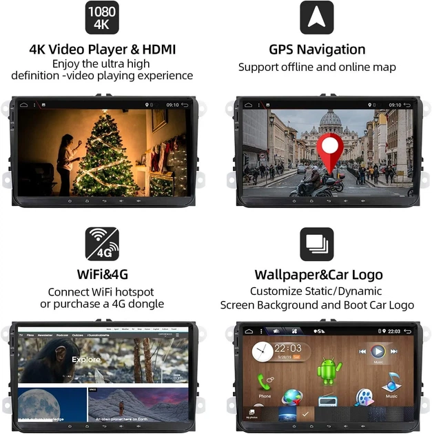 Штатная автомагнитола JOYX PX6 для VW Golf/Skoda/Seat/Polo / 9" / Сенсорная / 4/64Гб / Android 11 / Bluetooth / WI-FI / GPS / USB - изображение 4