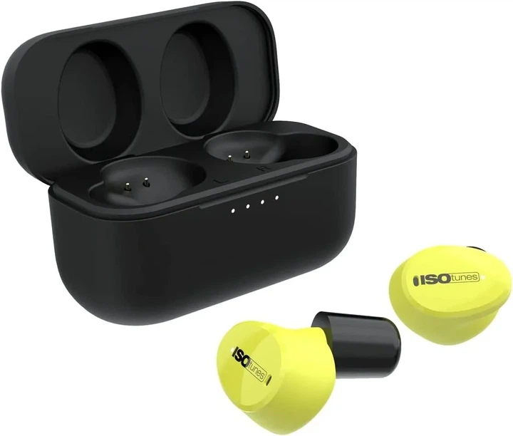 Беспроводные противошумные наушники ISOtunes Free Aware EN352 / Bluetooth 5.2 / Активное шумоподавление / Влагозащита IP67 / До 25 часов работы от кейса / Желтые Б/В 1006099971 b5 - изображение 4
