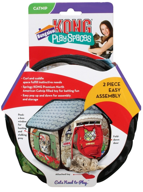 Будиночок для котів KONG Play Spaces Bungalow Pop-Up з іграшками з котячою м'ятою (35585457017) - зображення 2